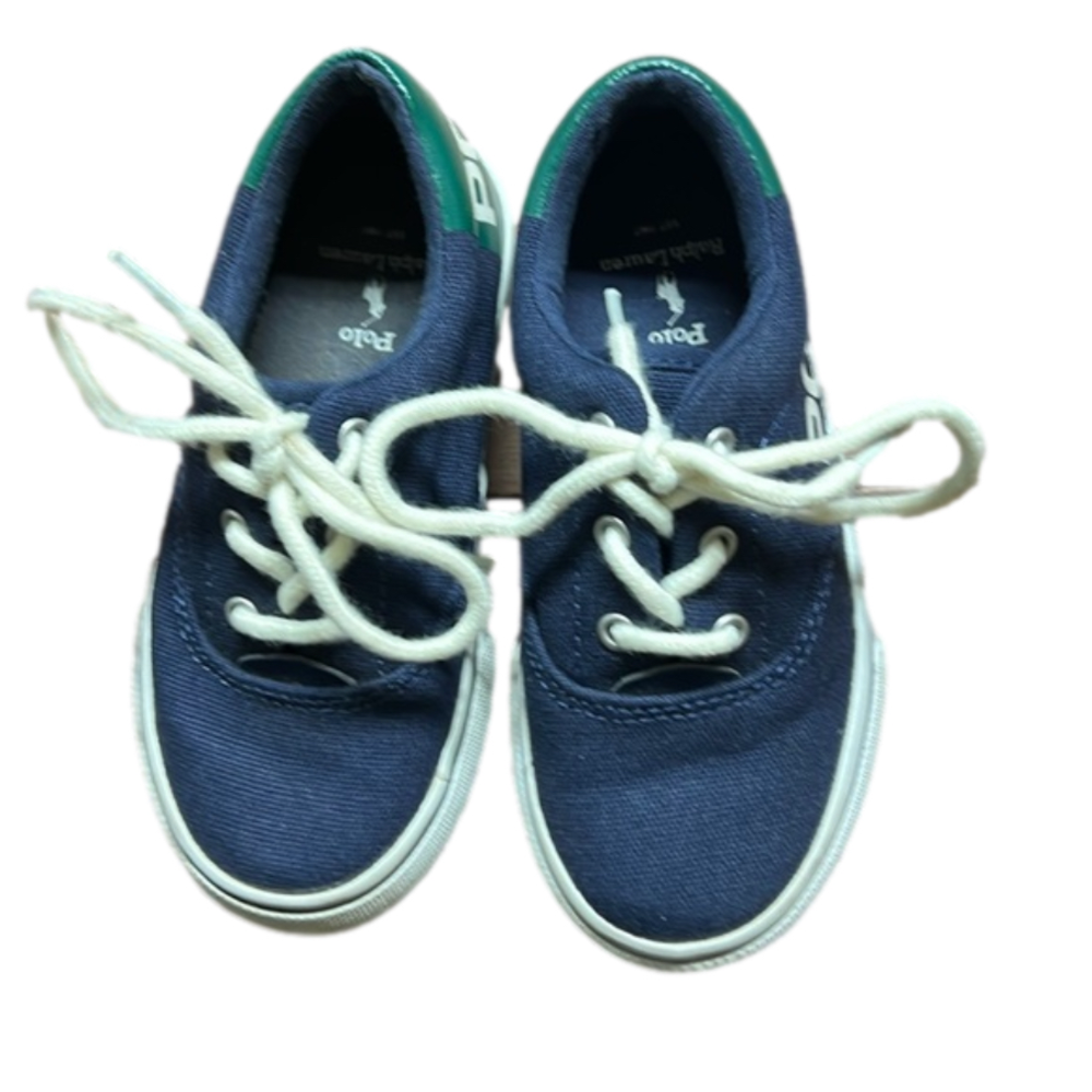 Boys toddler Ralph Lauren Polo Sport canvas shoes good navy green size 9
